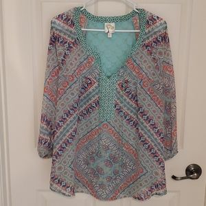 multi colored blouse, light fabric